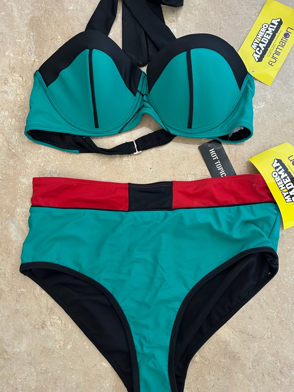 Hot Topic Teal, Red & Black Women's Bikini Set